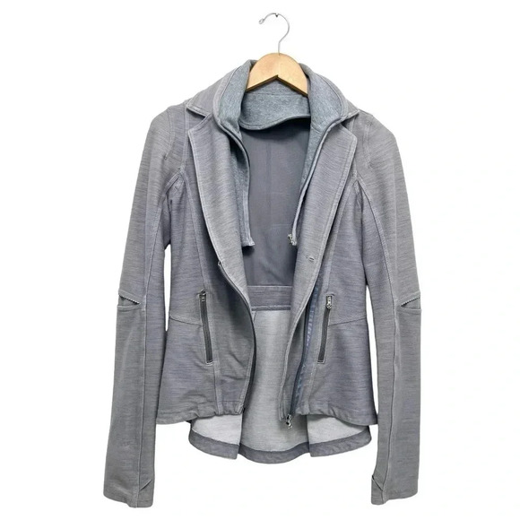 Lululemon Ride On Rock Blazer Moto Jacket Convertible Fossil Gray Size 4 - Picture 5 of 12
